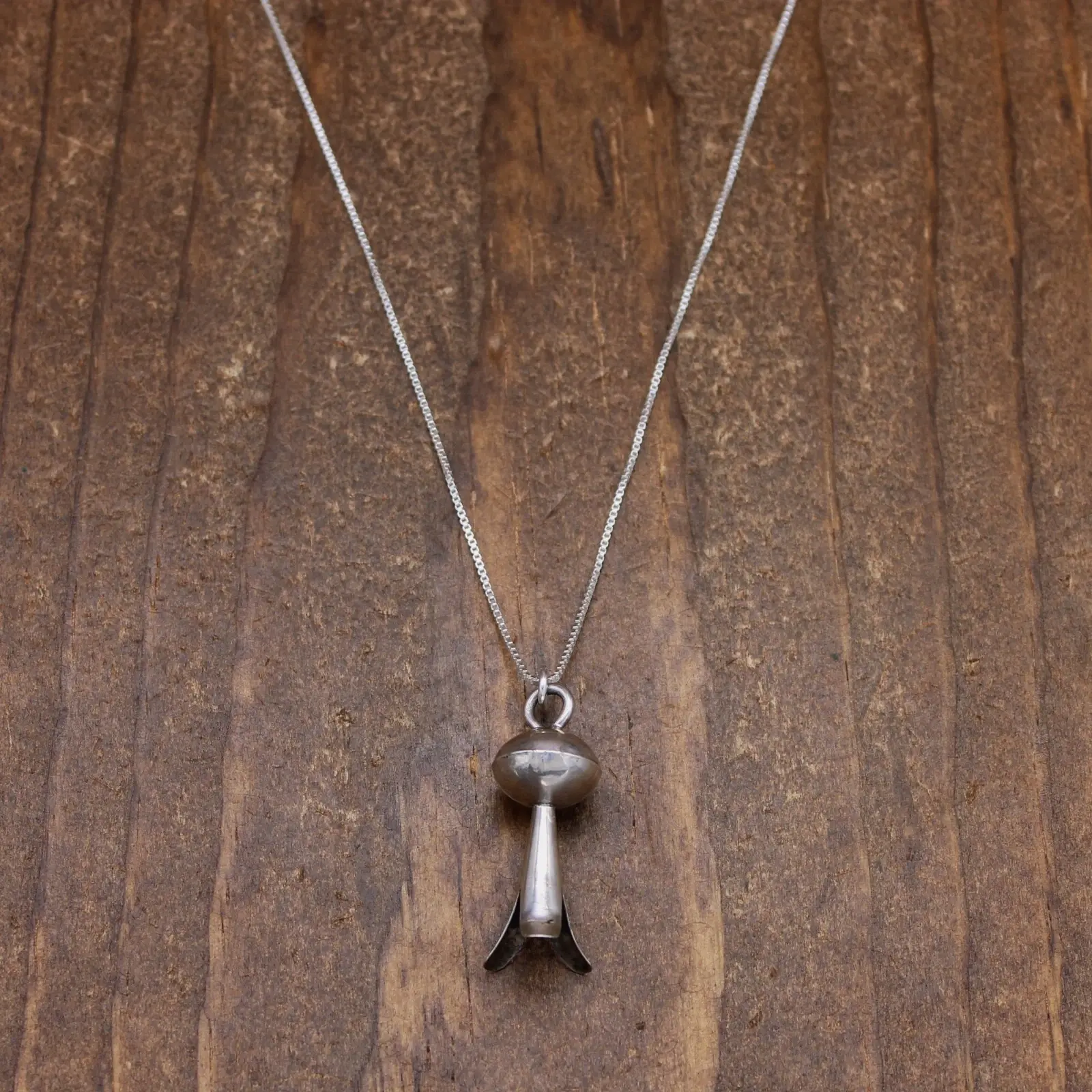 Sterling Silver Squash Blossom Pendant on Chain Necklace