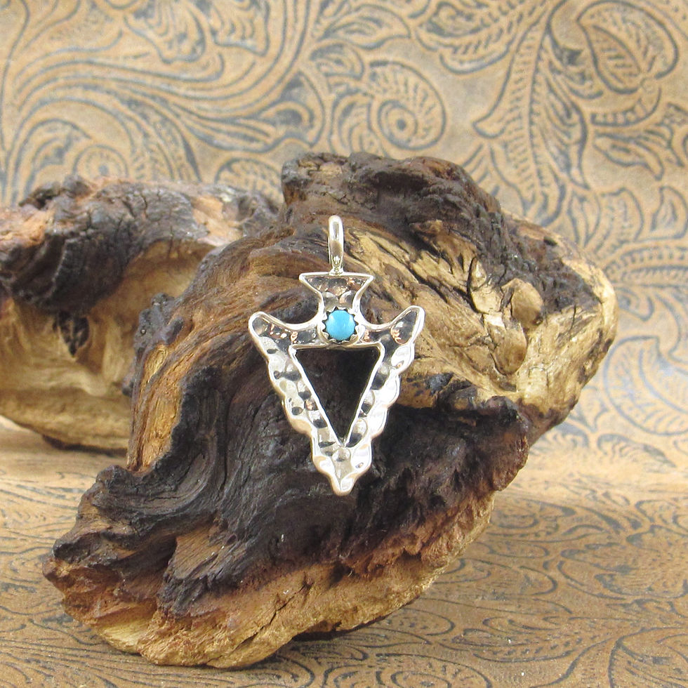 Hand Hammered Sterling Silver Arrowhead Shaped Pendant with Turquoise