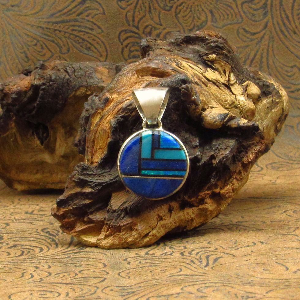 Sterling Silver Multi Stone Inlay Round Pendant By First American Traders