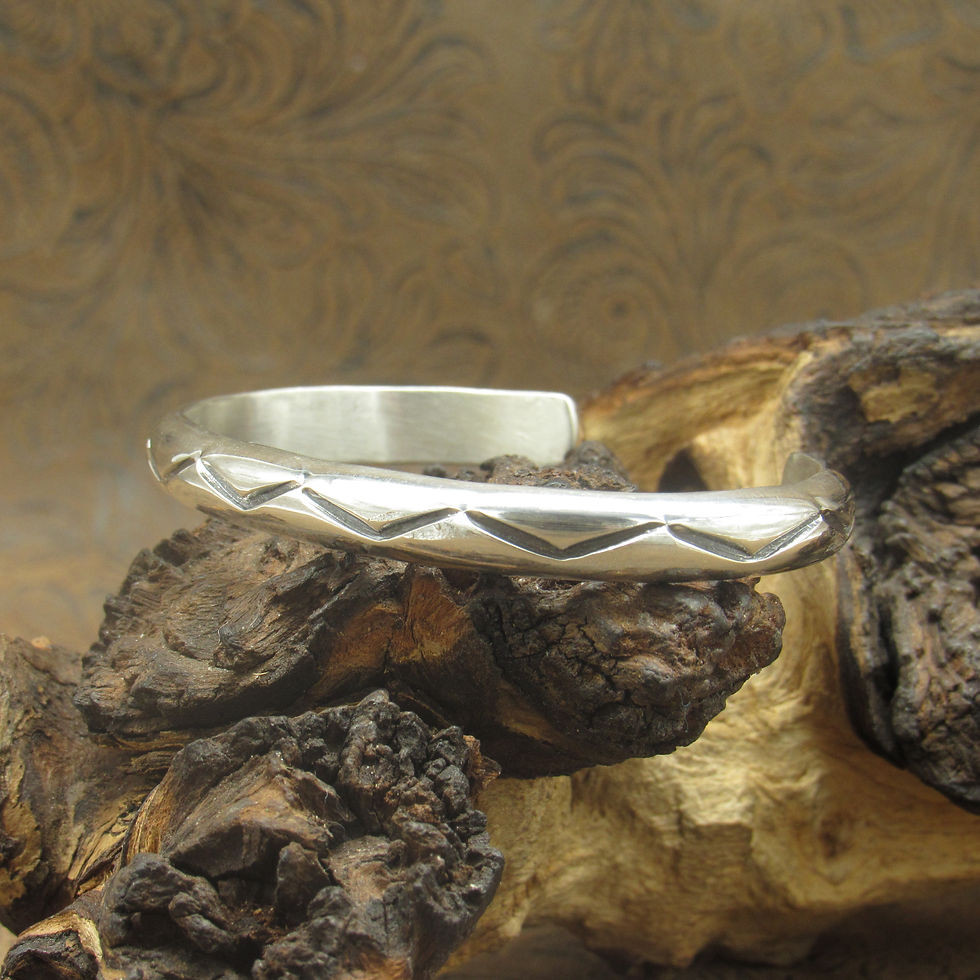 Thumbnail: *Navajo Stamped Sterling Silver Cuff Bracelet