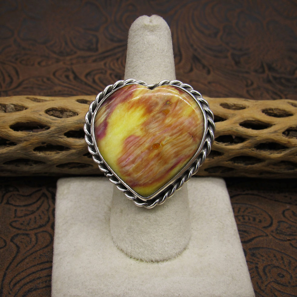 Sterling Silver Heart Shaped Yellow Spiny Oyster Ring By Jose Campos Size 8.25