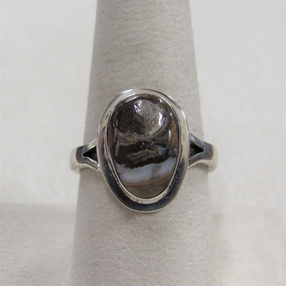 Sterling Silver Southwest Ring with Brown and White Stone