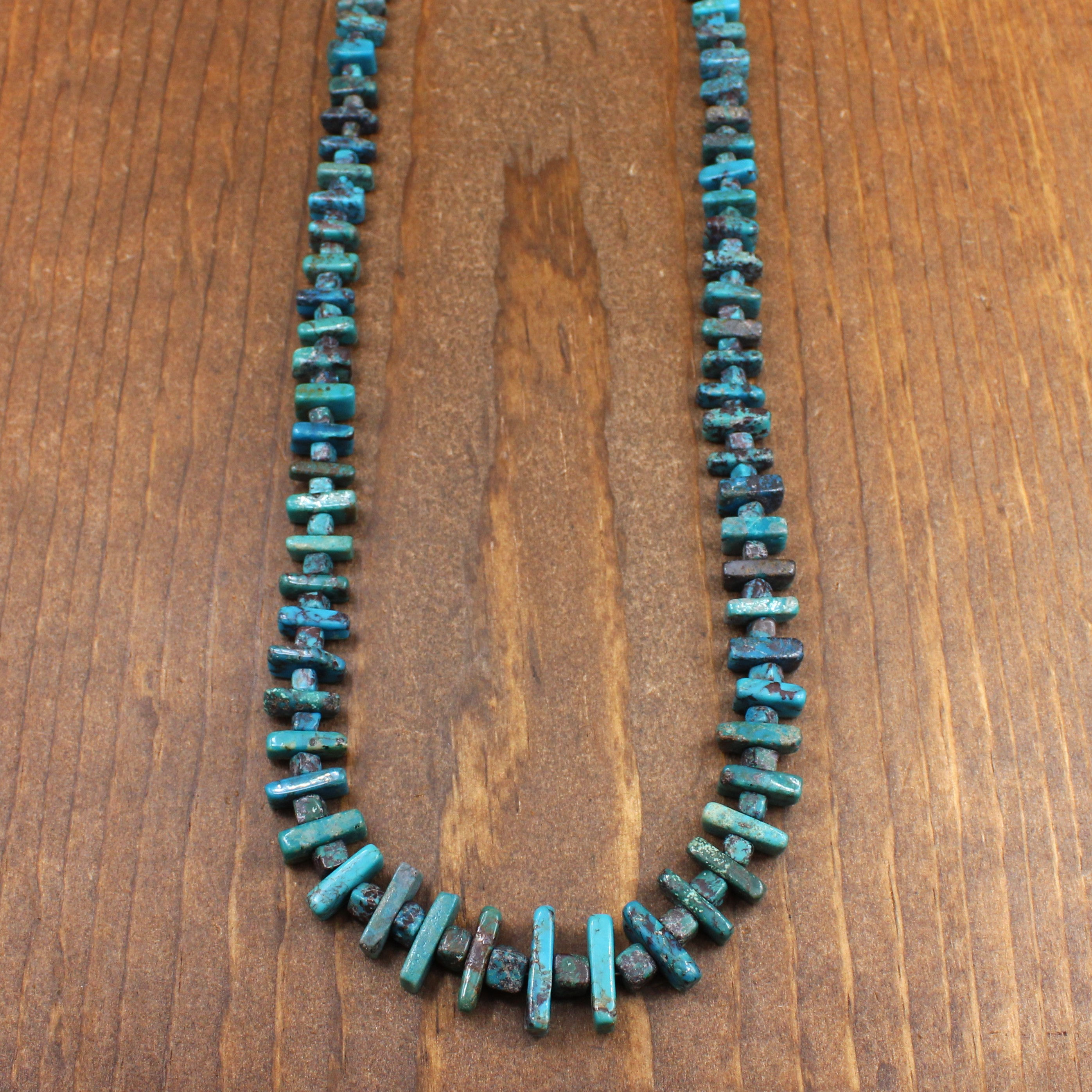 Vintage Turquoise Square and Rectangle Bead Necklace