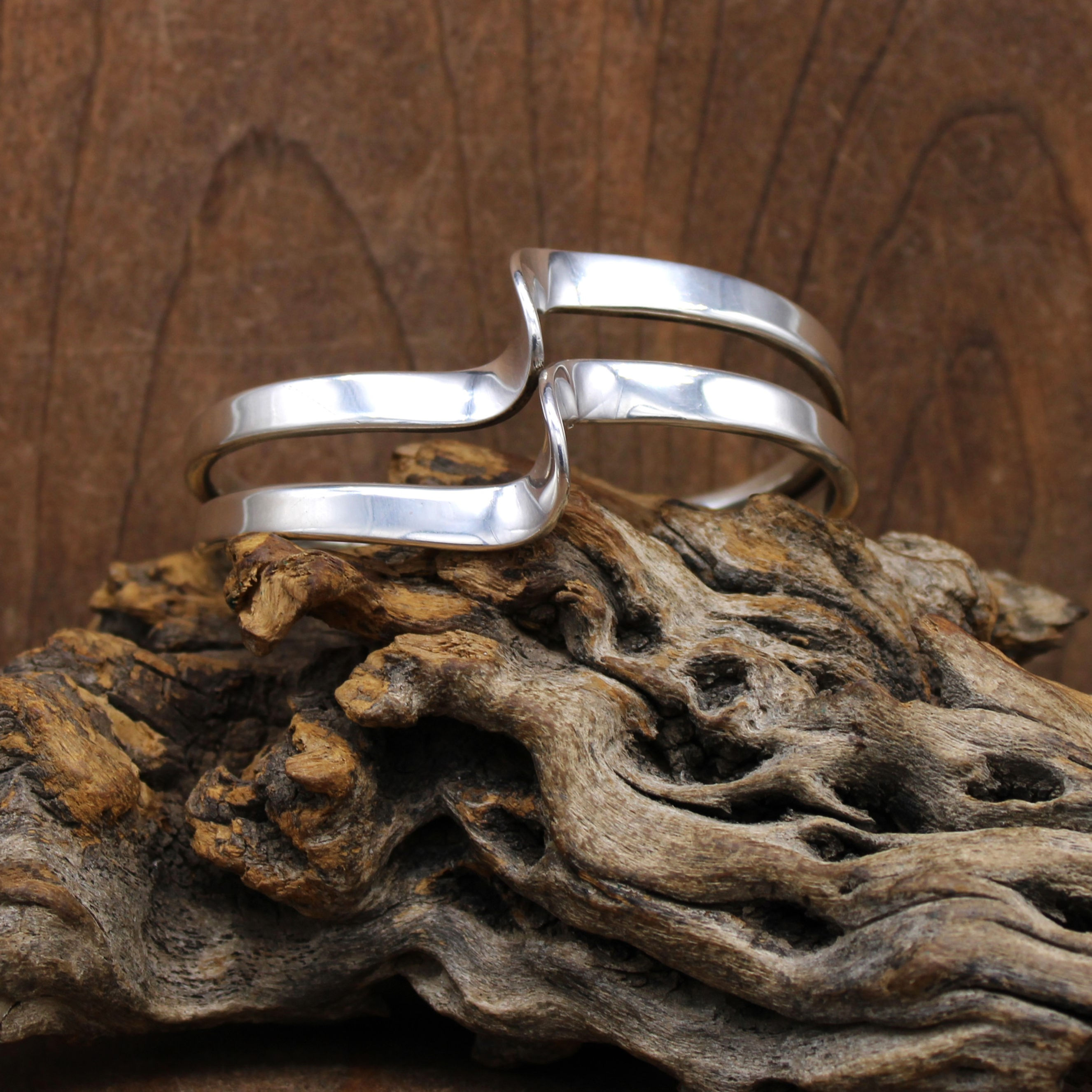 *Sterling Silver Twisted Front Cuff Bracelet