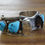 Thumbnail: Vintage Sterling Silver Turquoise Watch Cuff Bracelet By Jeraldine Thompson