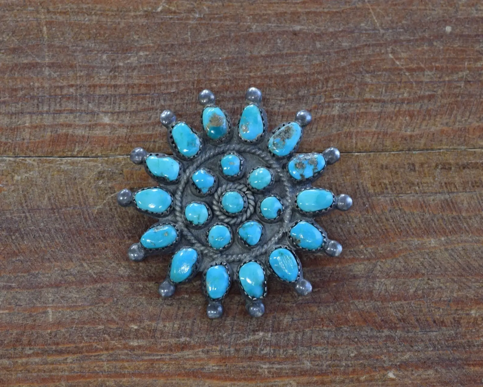 *Southwest Sterling Silver and Turquoise Cluster Pin