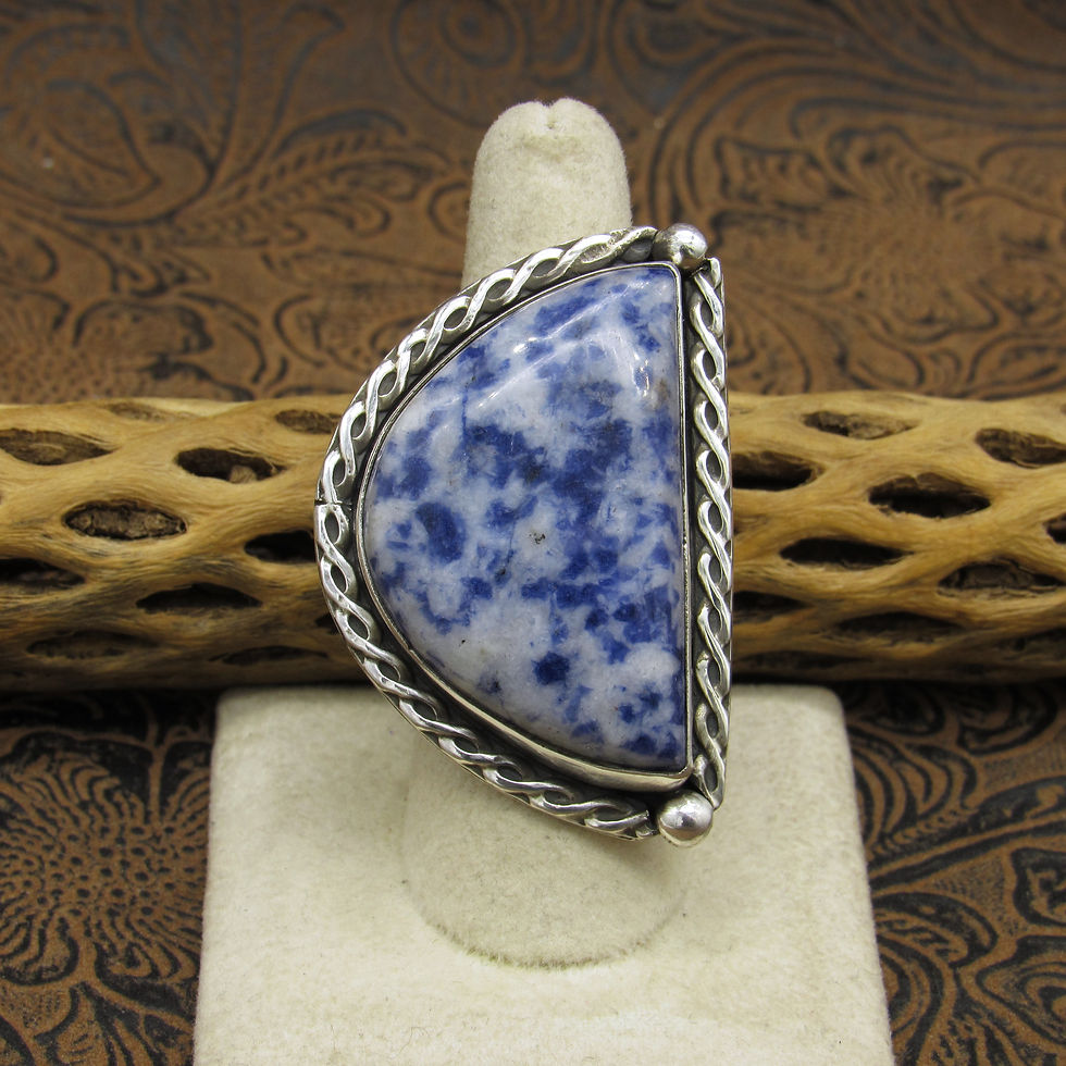 Sterling Silver Half-Round-Shaped Lapis Ring By Jose Campos Size 8