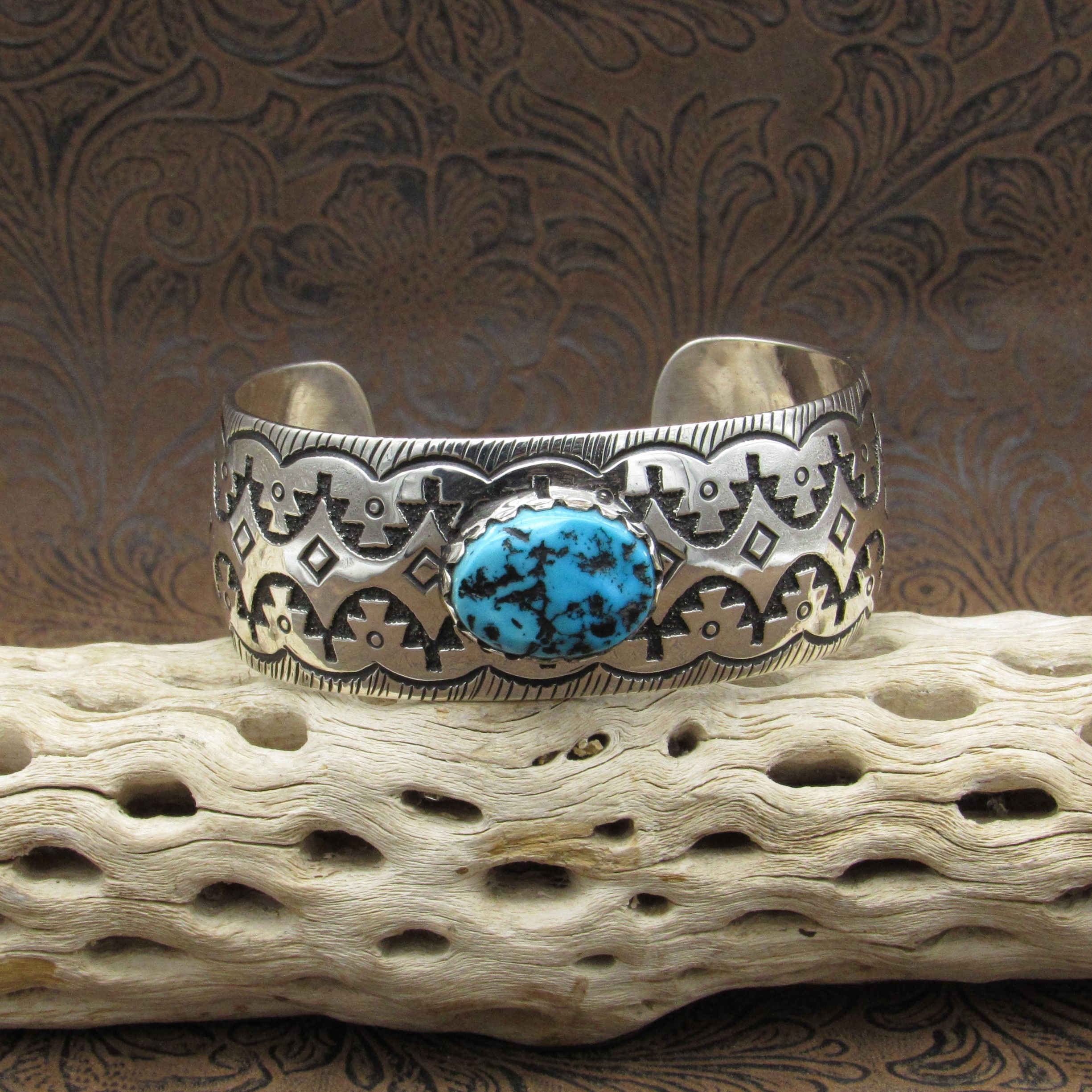 Sterling Silver Turquoise Wide Cuff Bracelet