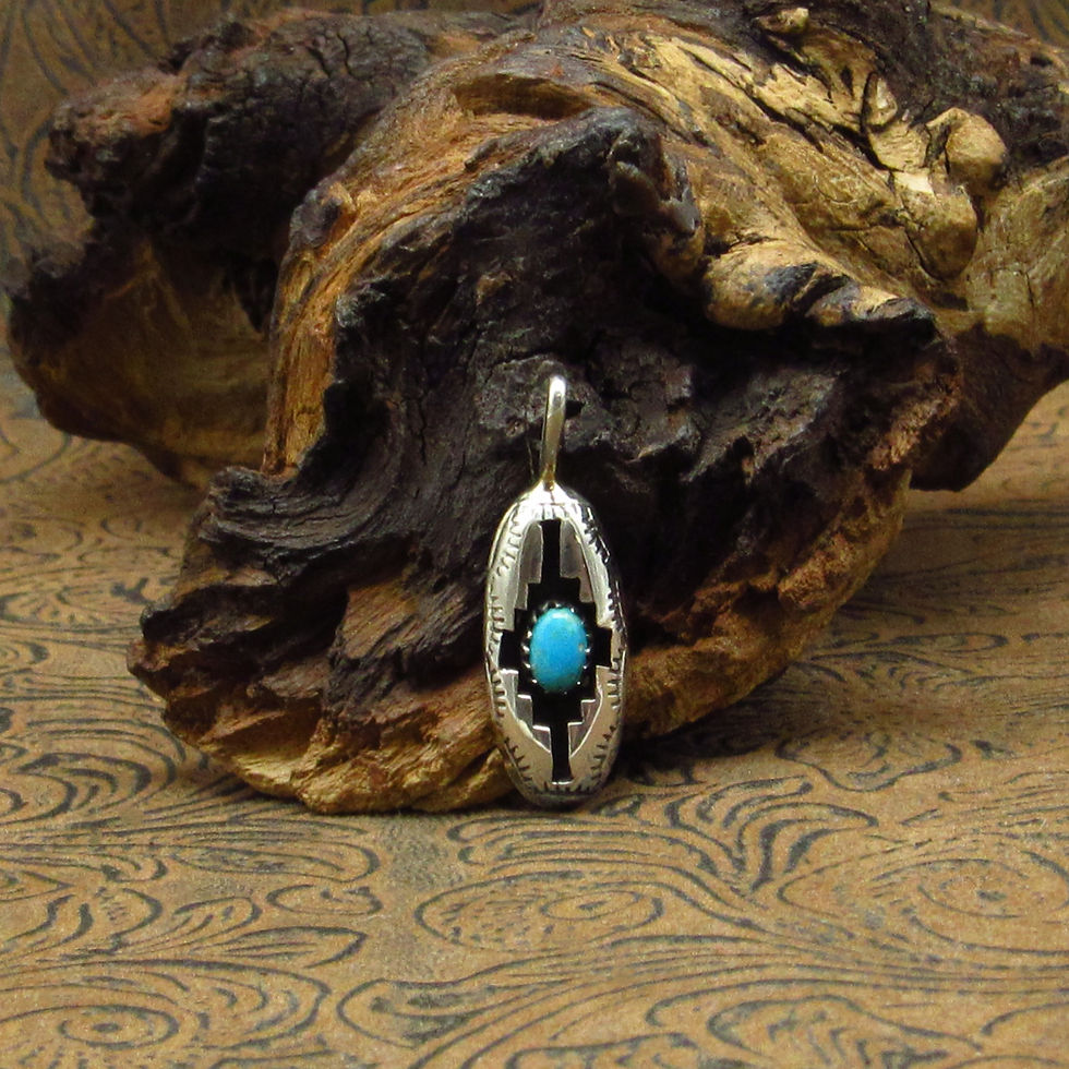 Sterling Silver Southwestern Cross Design Pendant With Turquoise Stone