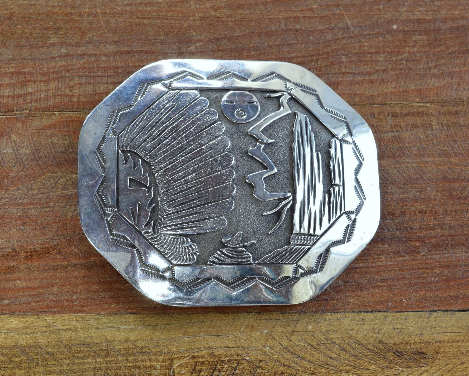 Robert Becenti Jr. Navajo Sterling Silver Belt Buckle