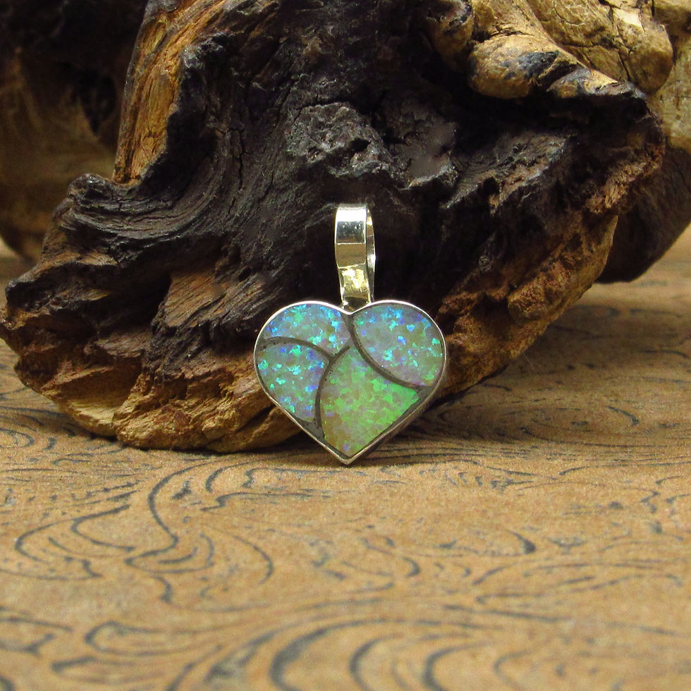 Sterling Silver Lab Created Opal Heart Pendant