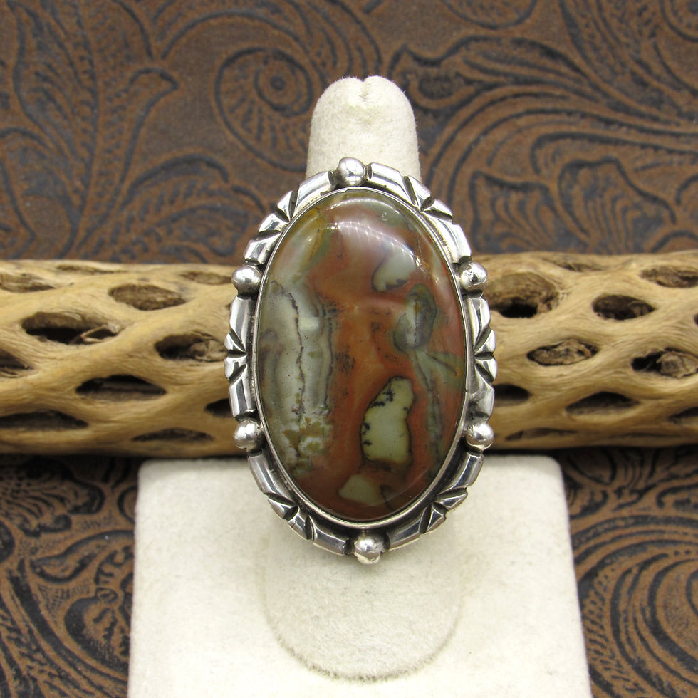 Sterling Silver Oval Picture Agate Ring By Jose Campos Size 7.5