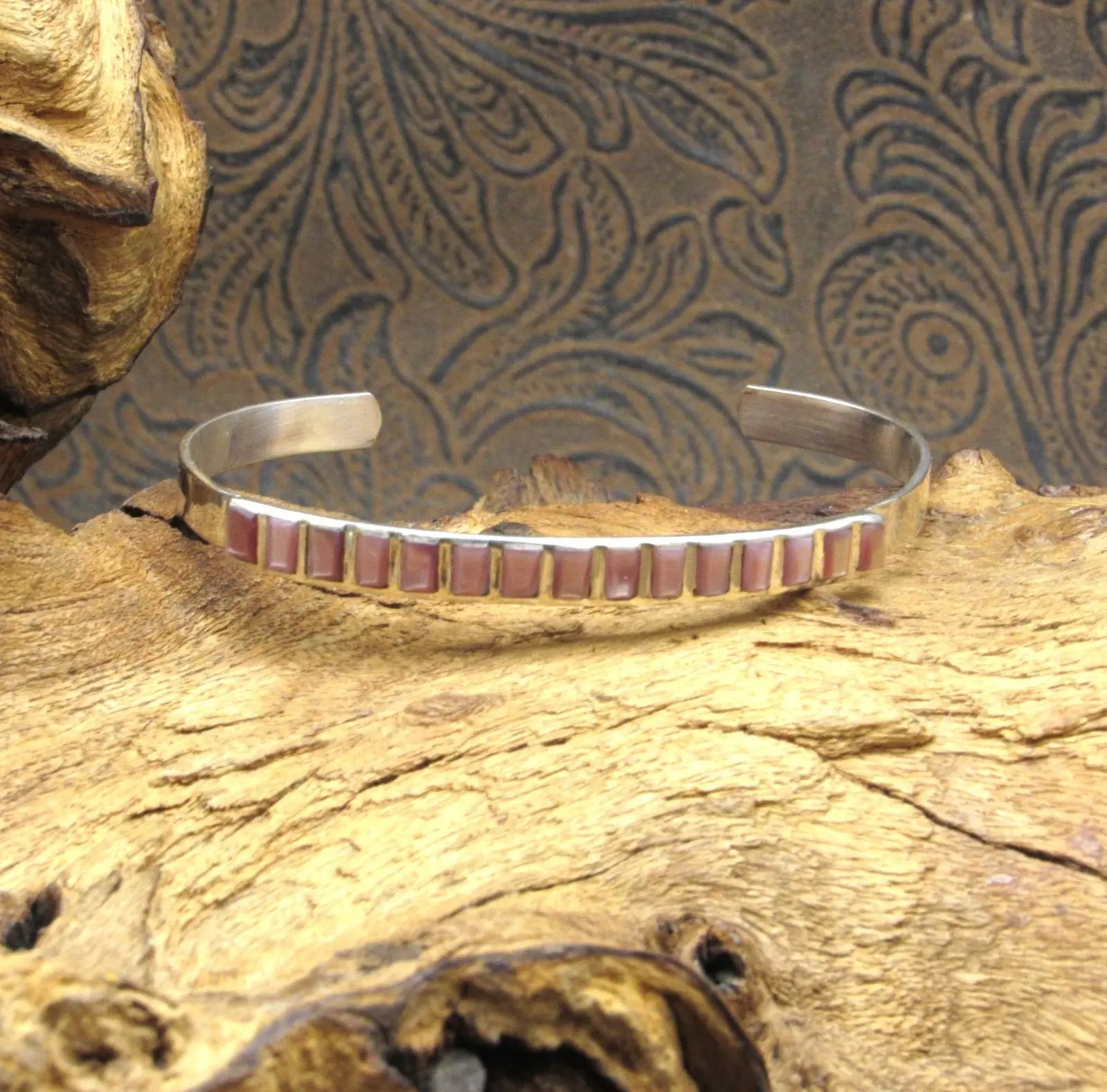Mother-Of-Pearl Inlay Sterling Silver Cuff Bracelet