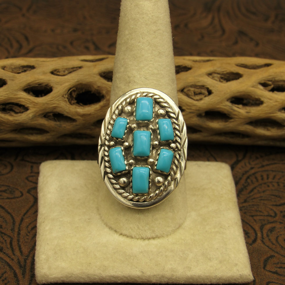 Southwest Sterling Silver and Turquoise Adjustable Ring