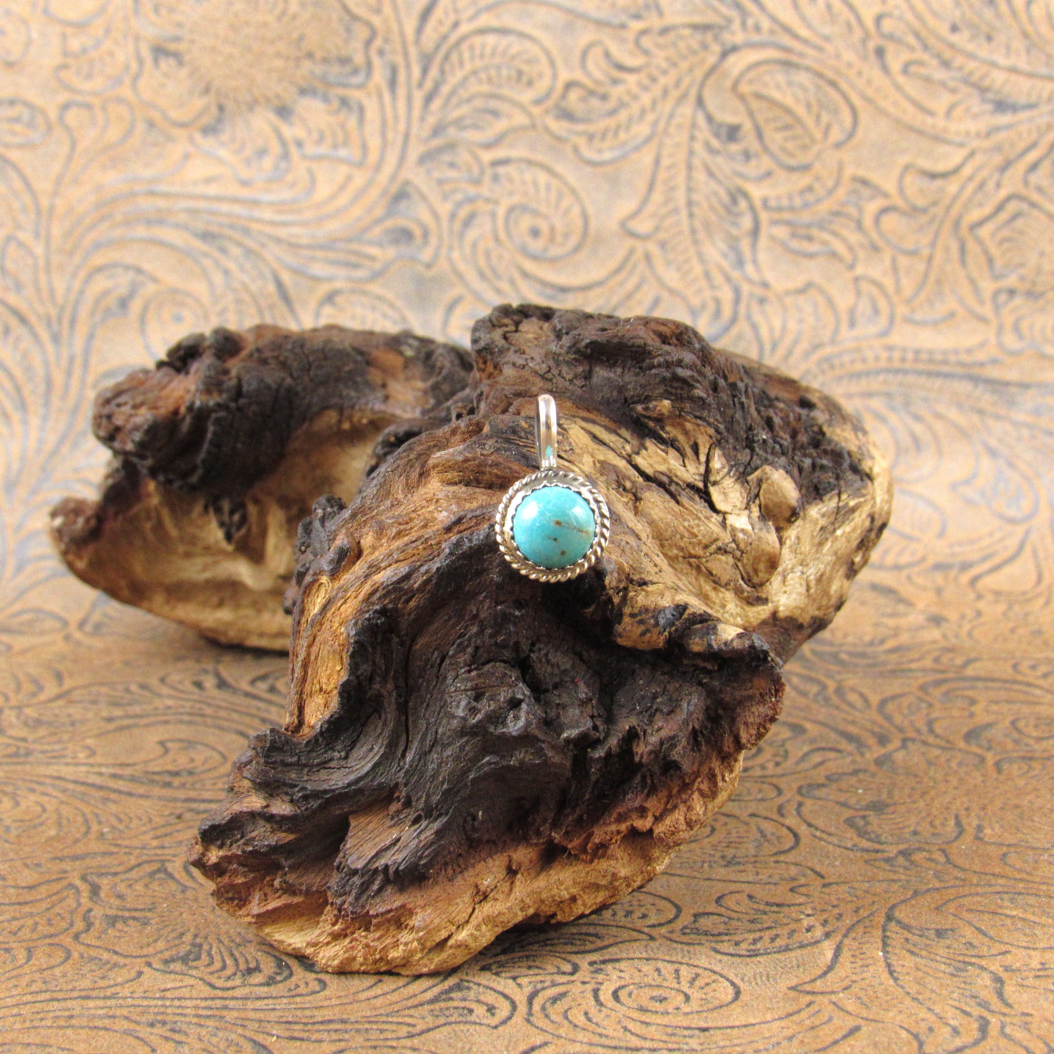 Small Sterling Silver Round Turquoise Pendant