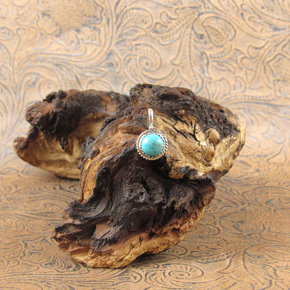 Small Sterling Silver Round Turquoise Pendant