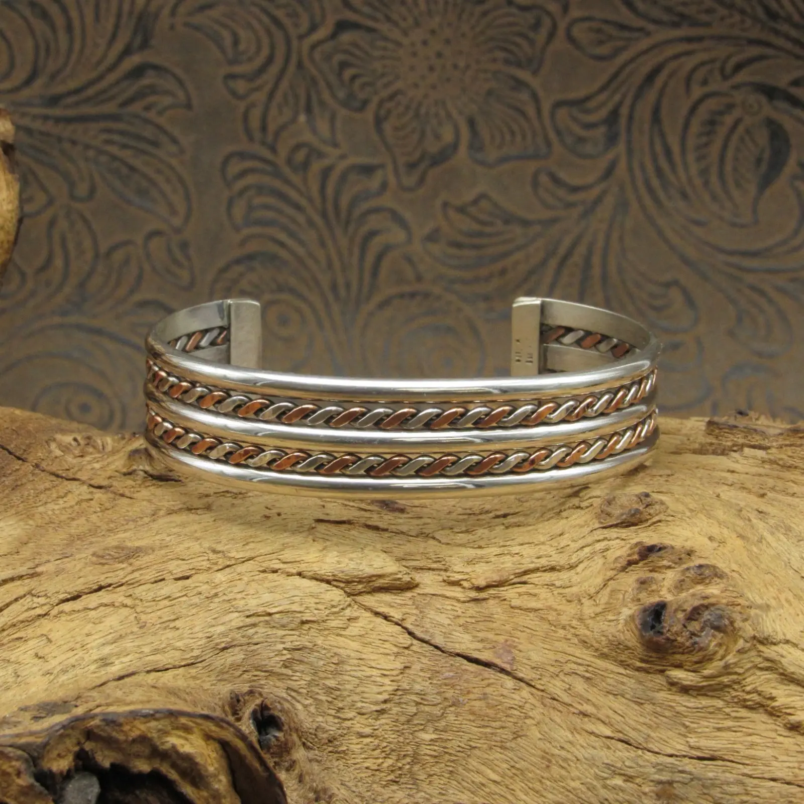 Artisan Design Twisted Copper Sterling Silver Cuff Bracelet
