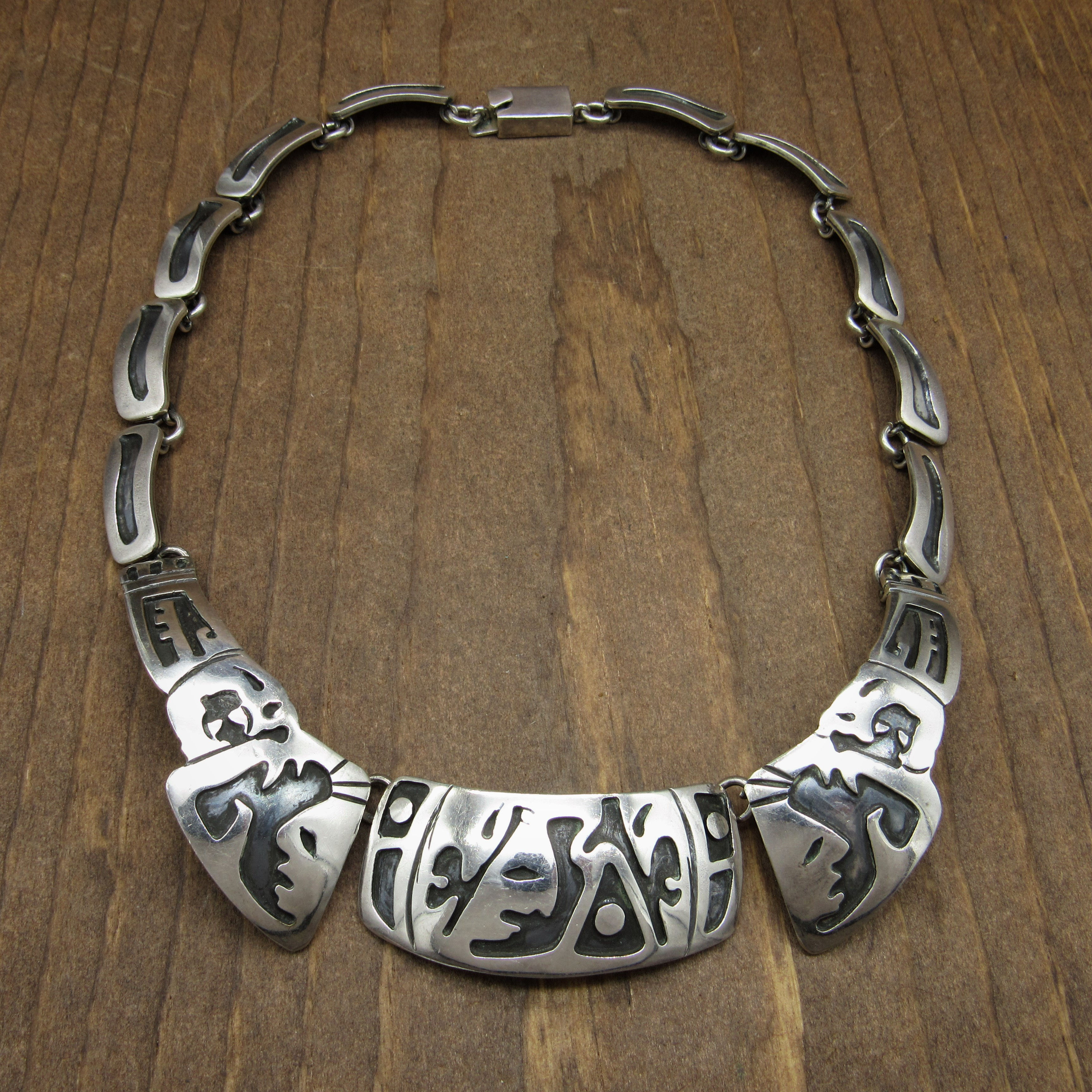 Unusual Handmade Sterling Silver Overlay Necklace