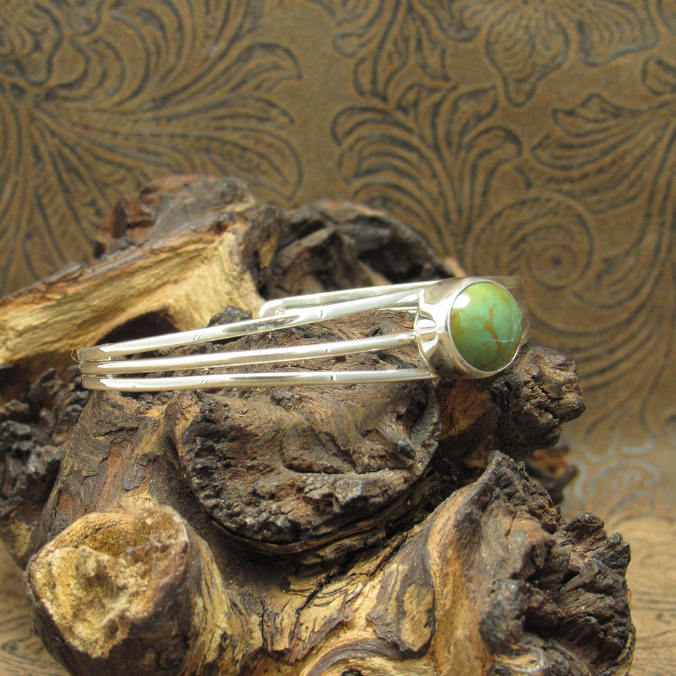 Thumbnail: *Sterling Silver Green Turquoise Split Shank Cuff Bracelet