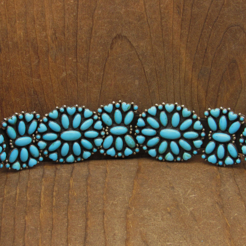 Thumbnail: *Vintage Don Lucas Oval and Heart-Shaped Turquoise Sterling Silver Concho Belt