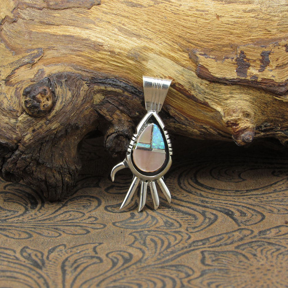 Sterling Silver Inlay Shadowbox Paw Pendant