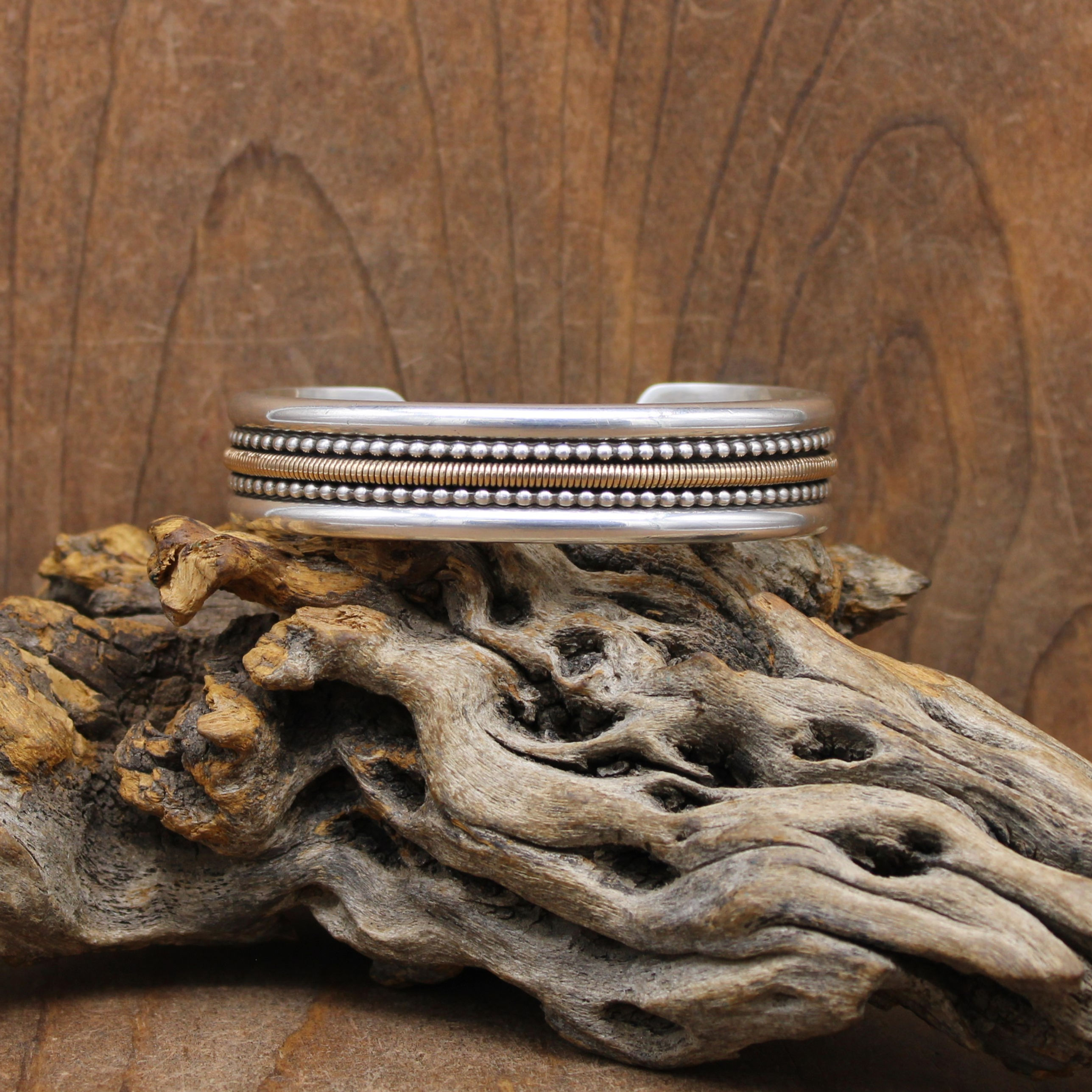 *Southwestern Sterling Silver and 1/20th 12K GF Cuff Unisex Bracelet