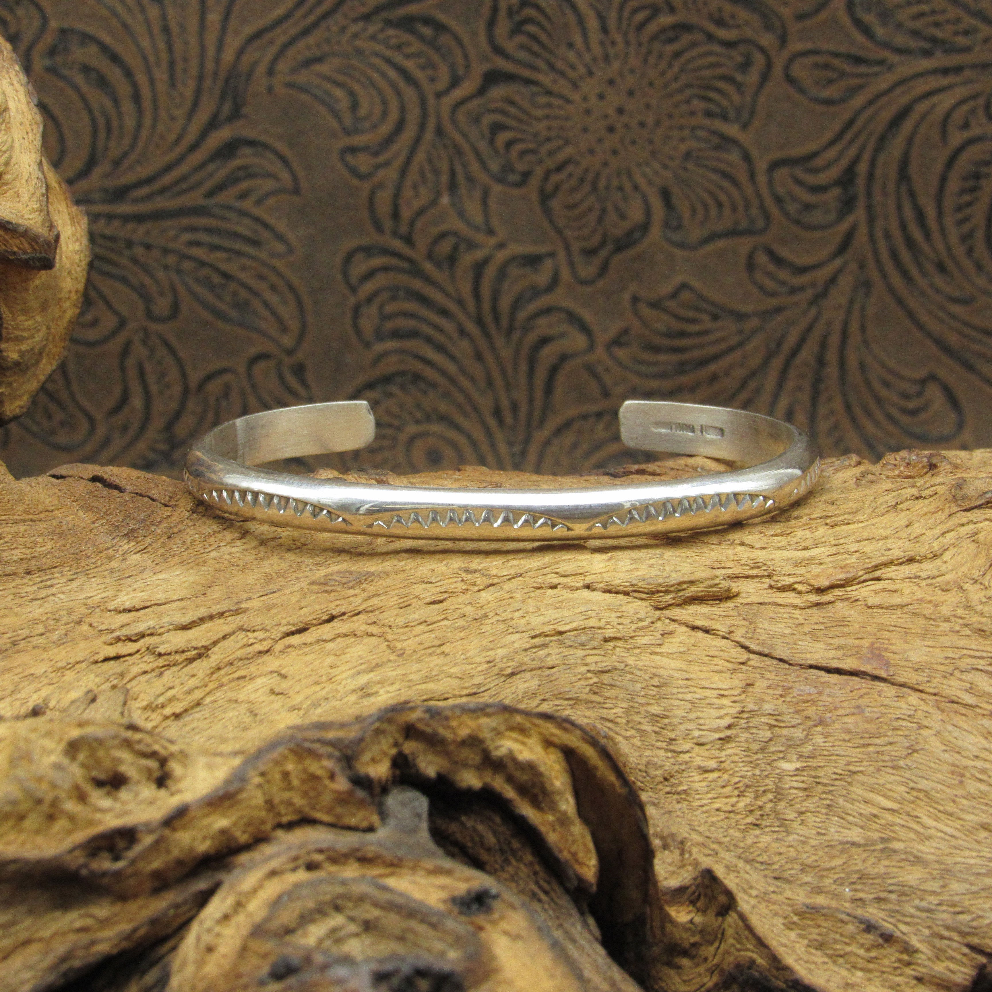 Stamped Sterling Silver Southwest Cuff Bracelet