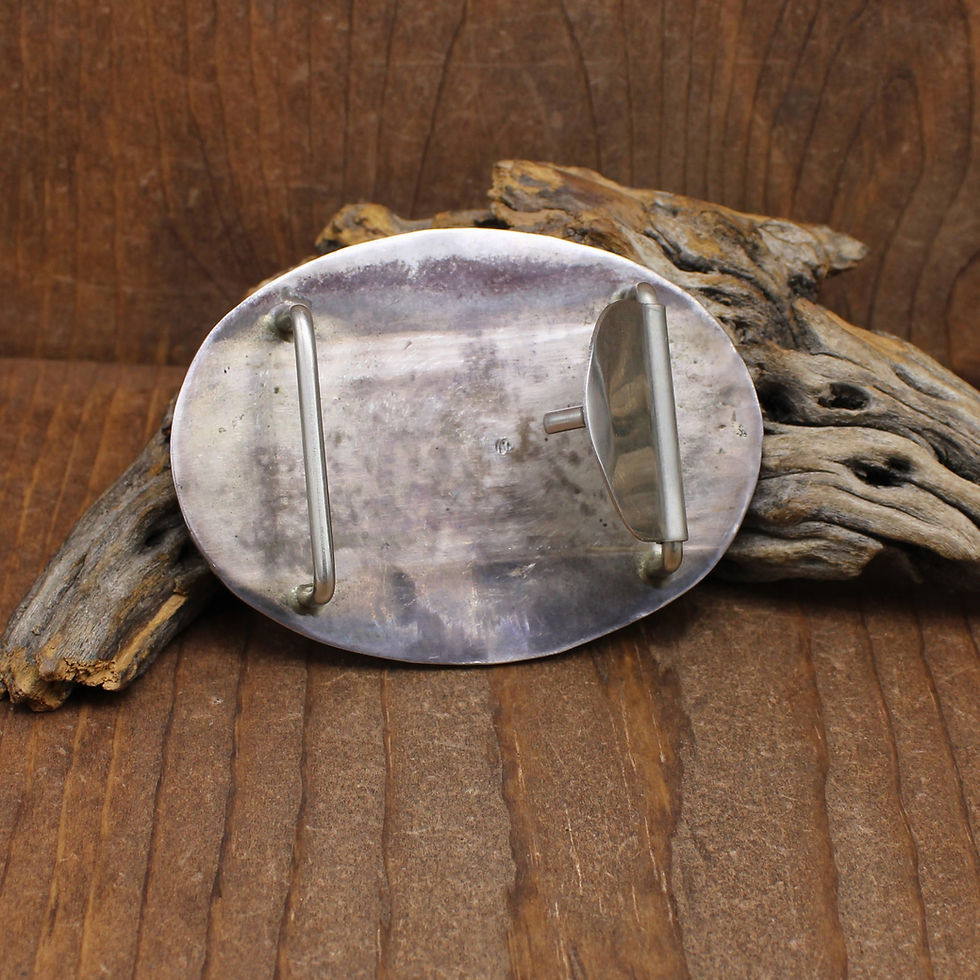 Thumbnail: Vintage Sterling Silver Large Oval Elk Belt Buckle