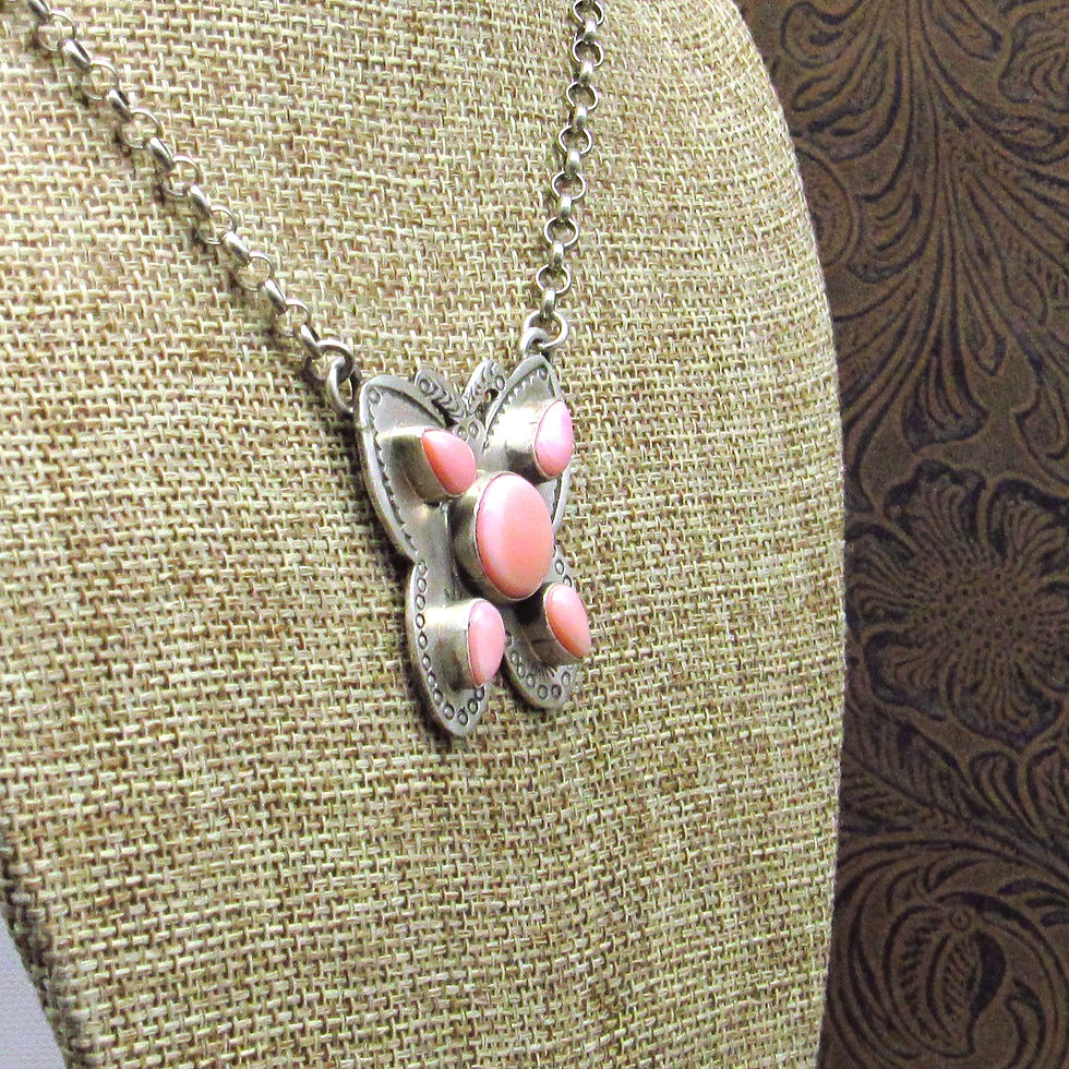 Thumbnail: *Sterling Silver Pink Conch Shell Butterfly Necklace Patricia Yazzie