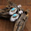 Thumbnail: Sterling Silver and Turquoise Dangle Post Fan Motif Earrings