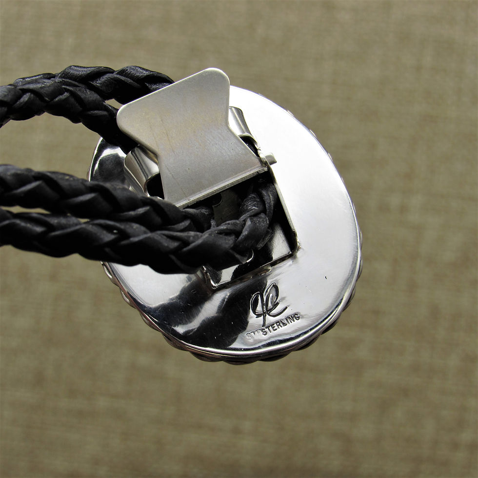 Thumbnail: *Sterling Silver Oval Onyx Bolo Tie by Jose Campos