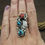 Thumbnail: Sterling Silver Turquoise Coral Scroll Ring Size 8.75