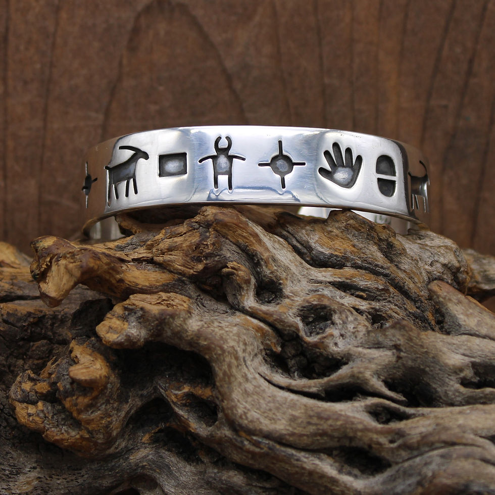 Sterling Silver Petroglyph Cuff Bracelet by Martin & Denise Stecher
