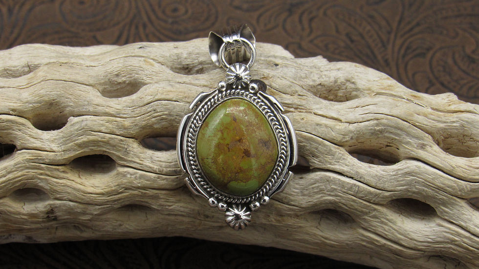 Green Turquoise Sterling Silver Pendant