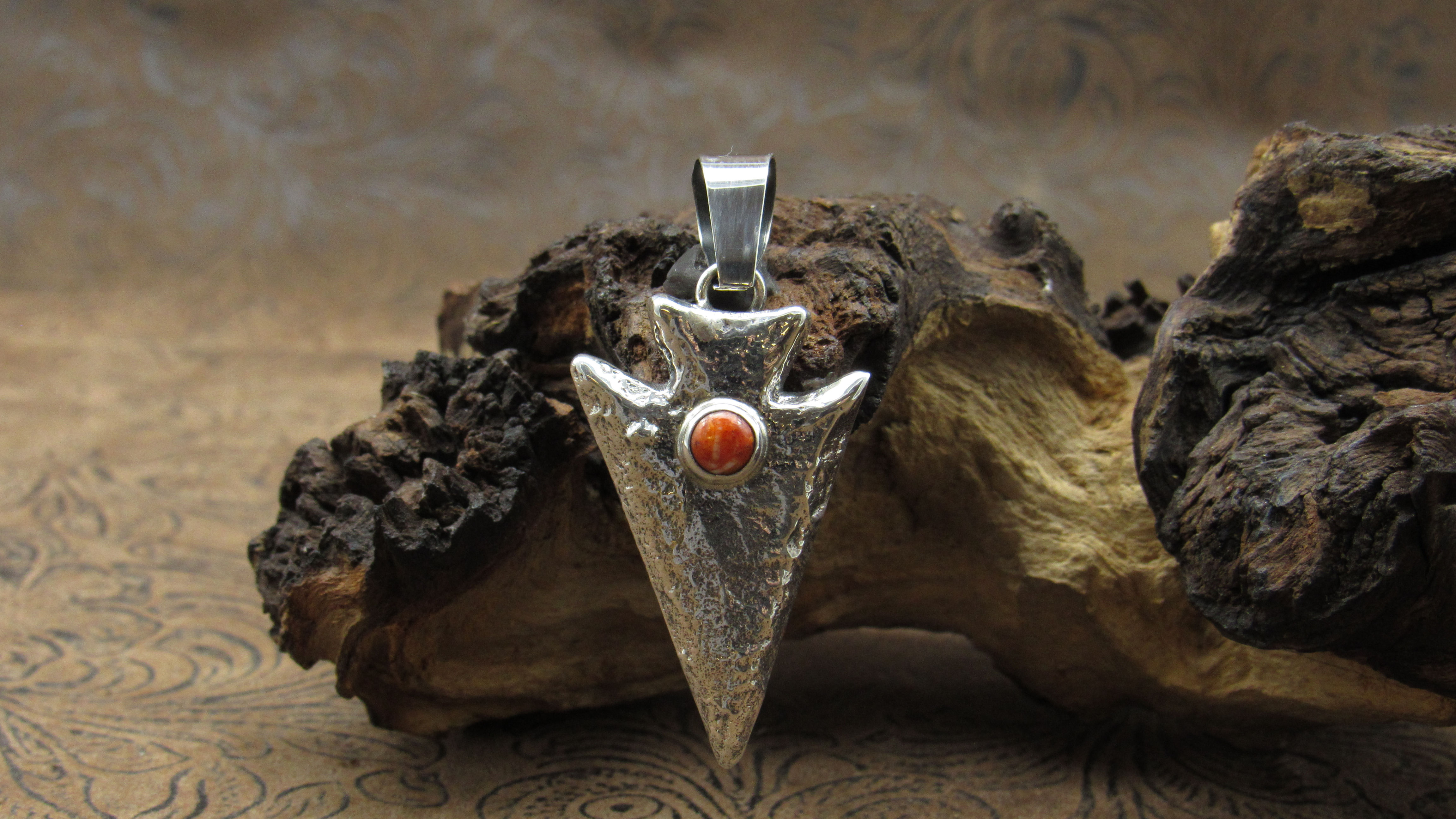 *Sterling Silver Spiny Oyster Arrowhead Pendant