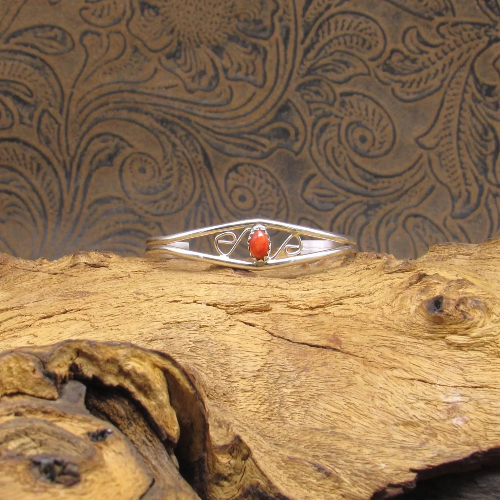 Sterling Silver and Spiny Oyster Baby Cuff Bracelet