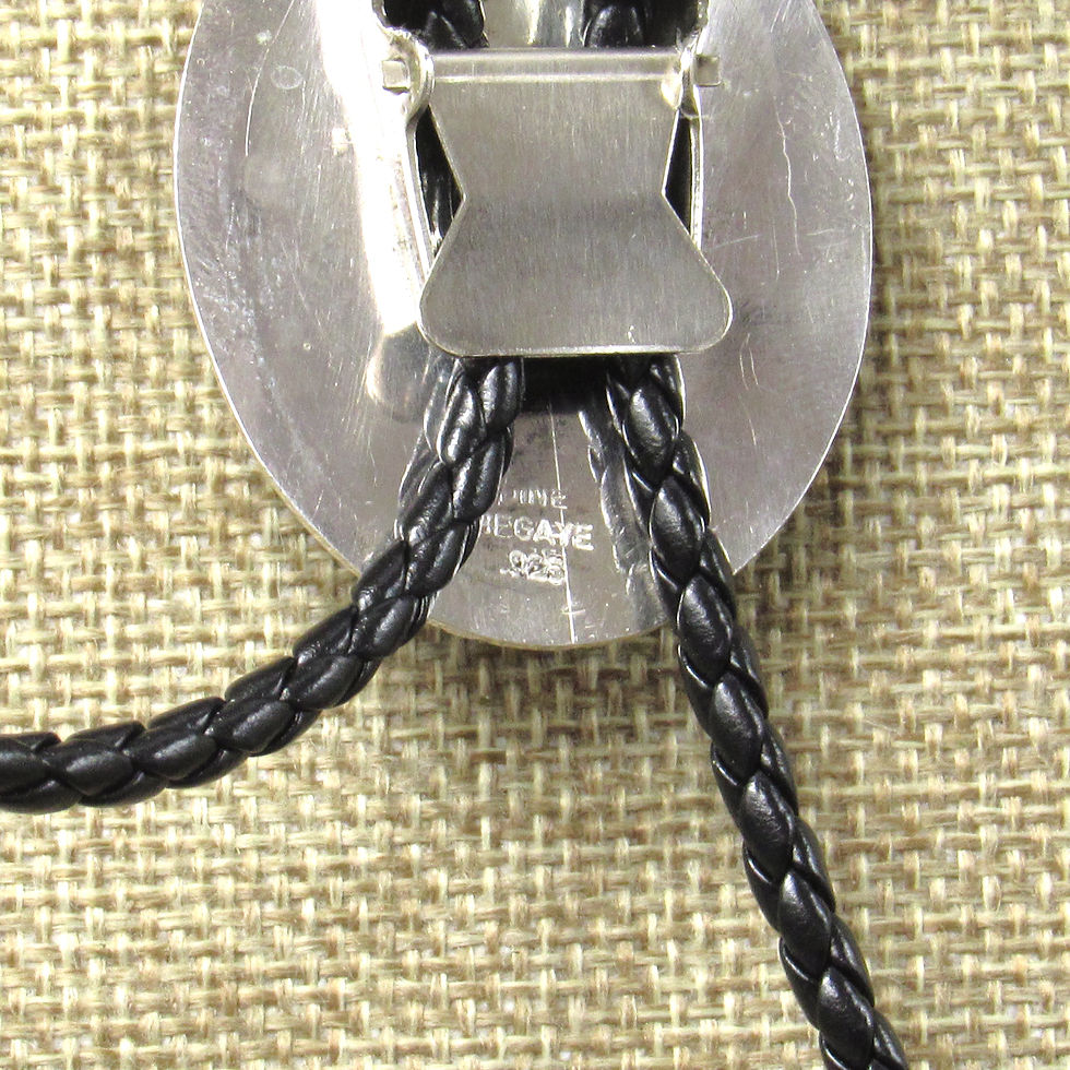 Thumbnail: *Bold Navajo Black Onyx Sterling Silver Bolo Tie