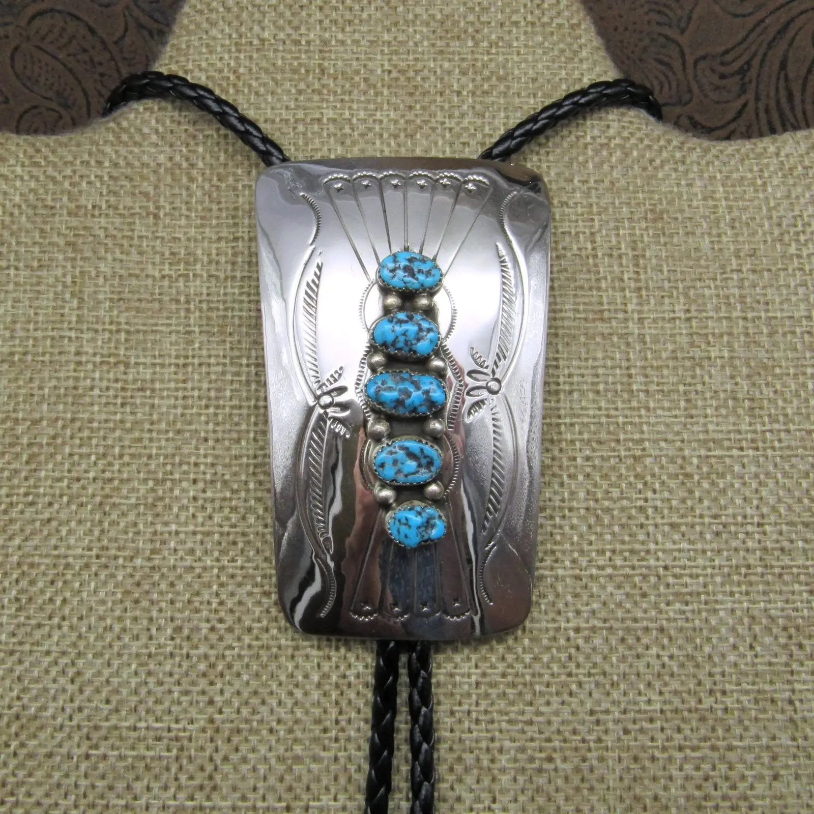 Joann Begay Navajo Turquoise Sterling Silver Bolo Tie