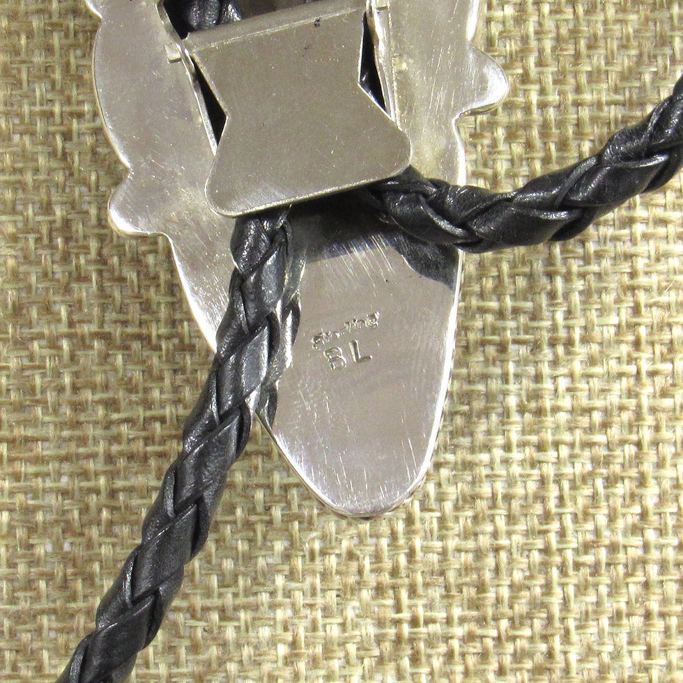 Thumbnail: *Sterling Silver Inlaid Block Stones Bear Paw Fetish Tips Bolo Tie