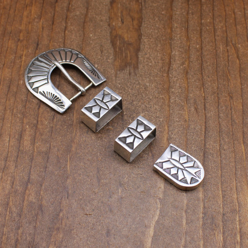 Vintage Navajo Sterling Silver Ranger Buckle Set by Ken and Mary
