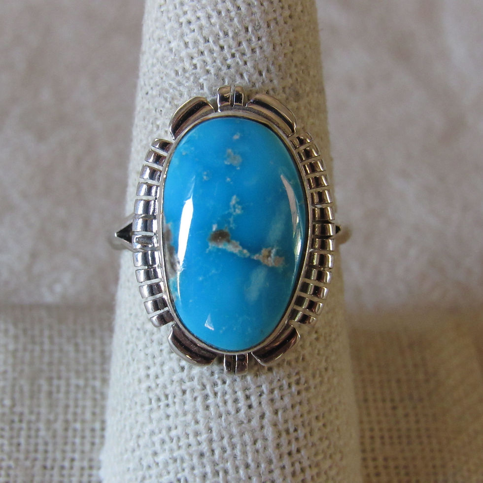 Beautiful Turquoise and Sterling Silver Ladies Size 9 Ring