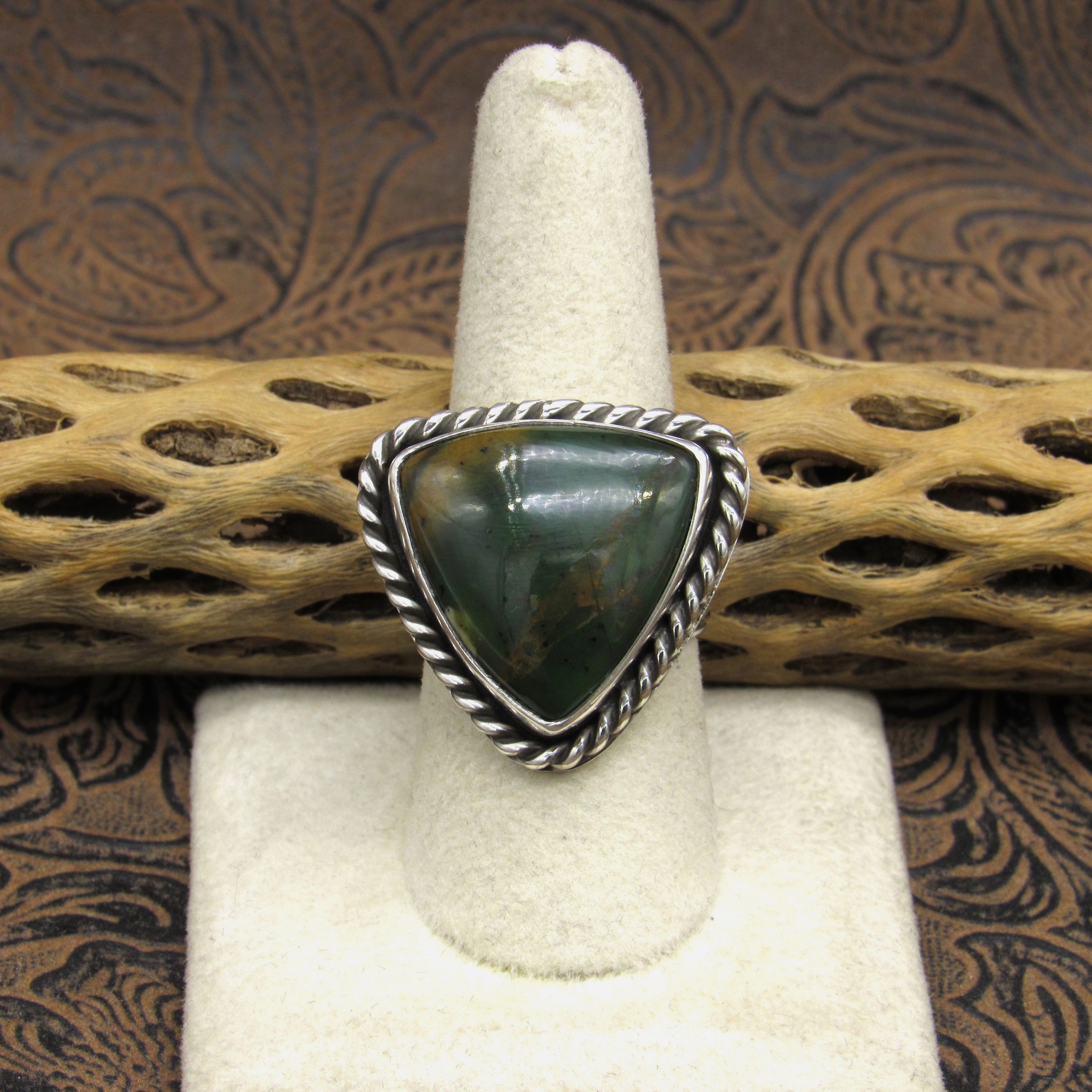 Sterling Silver Dark Chrysoprase Ring Size 9