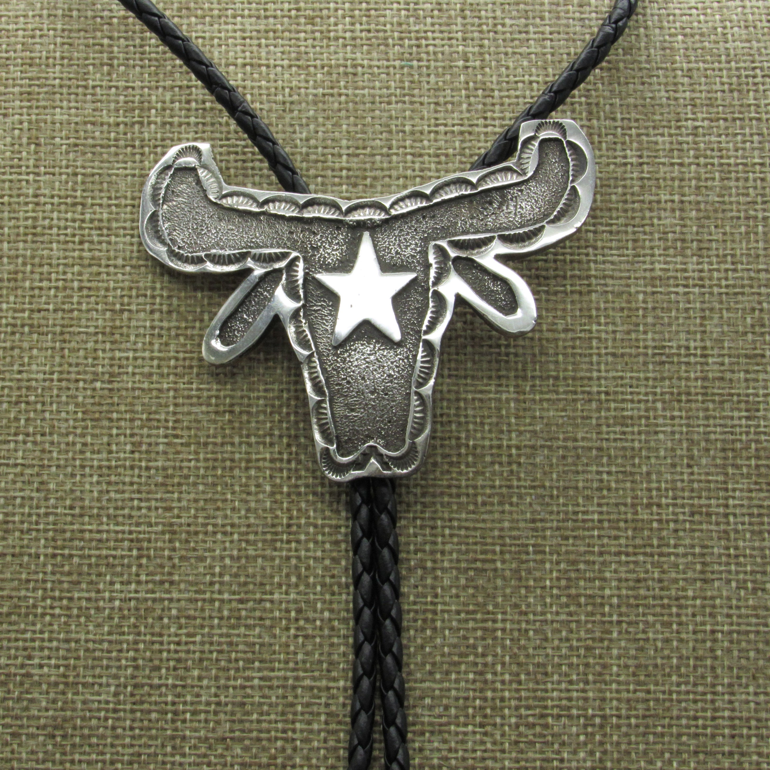 Bulls Head Sterling Silver Bolo Tie