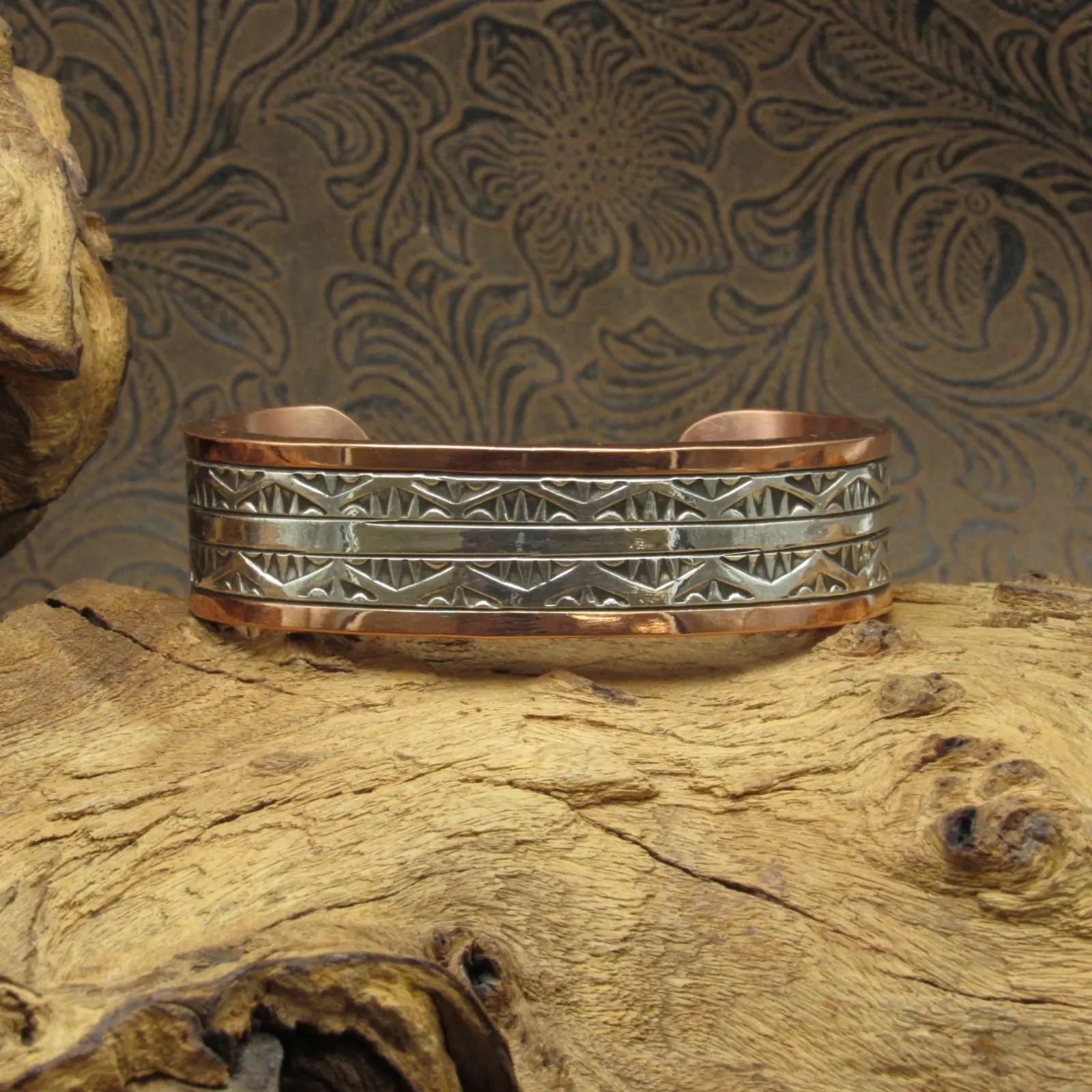 Artisan Design Polished Copper And Silver Cuff Bracelet