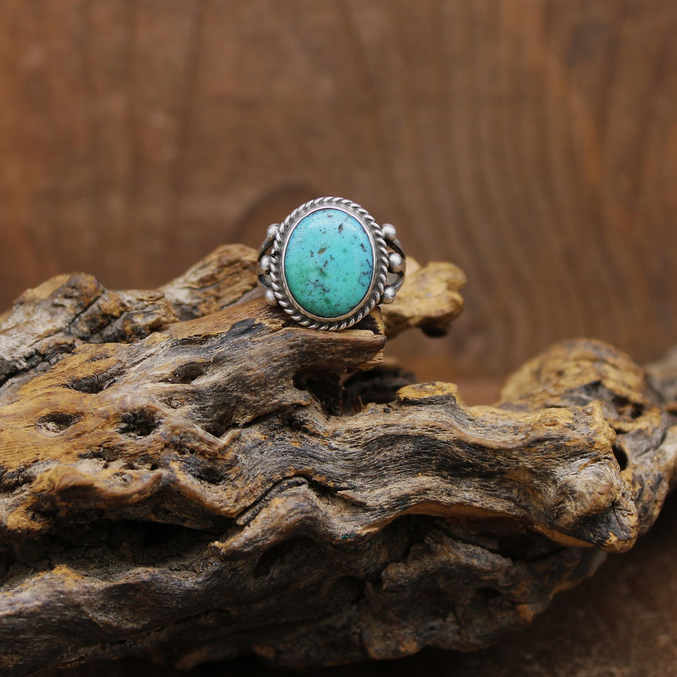 Thumbnail: *Sterling Silver Southwest Design Turquoise Ring Size 6.25