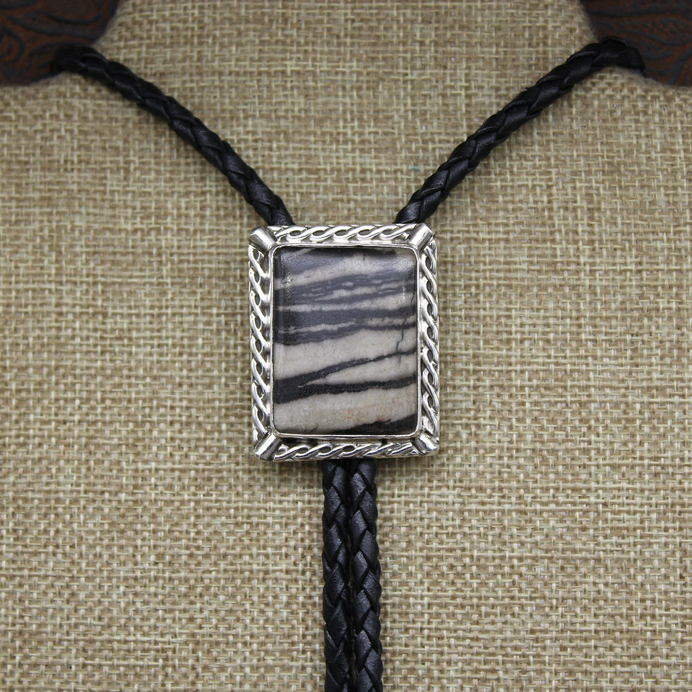 Southwestern Zebra Jasper Sterling Silver Bolo Tie By Jose Campos