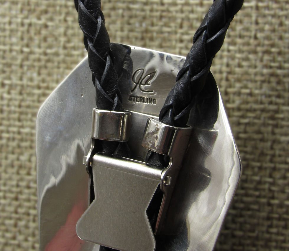 Thumbnail: *Sterling Silver Hexagon Shaped Bolo With Turquoise Stones By Jose Campos