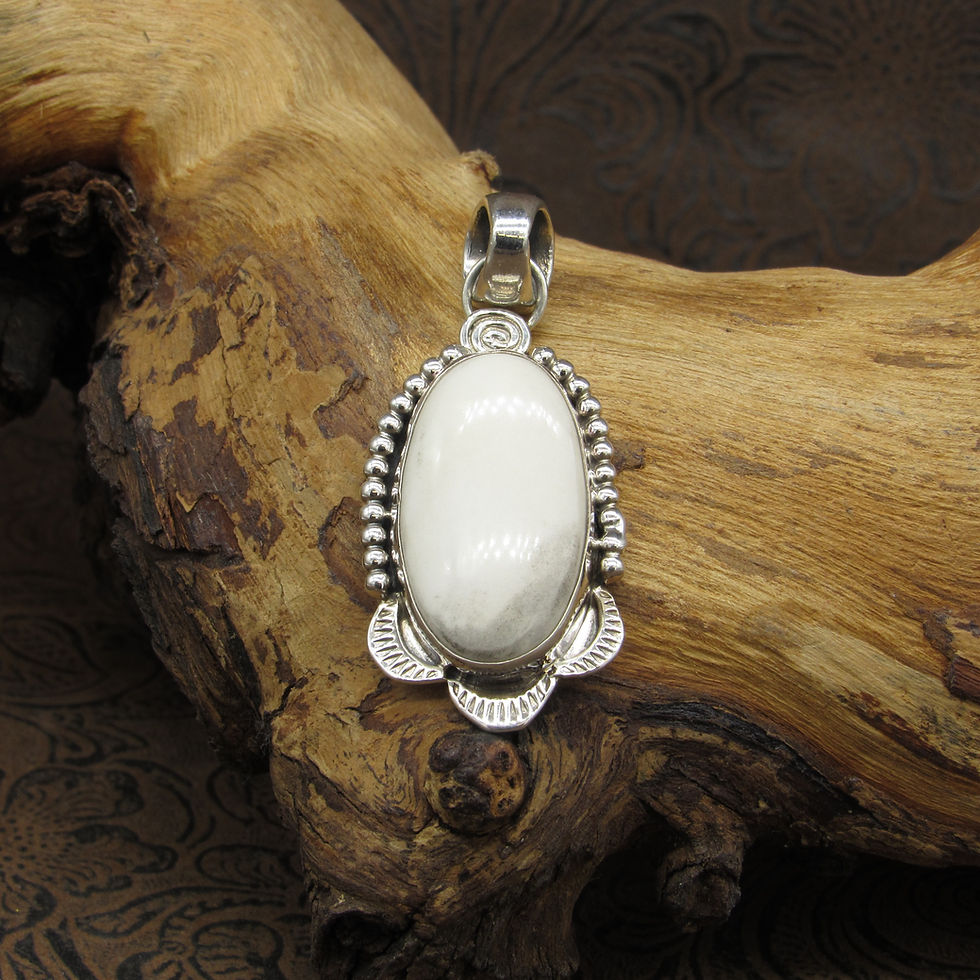 Sterling Silver White Buffalo Oval Pendant