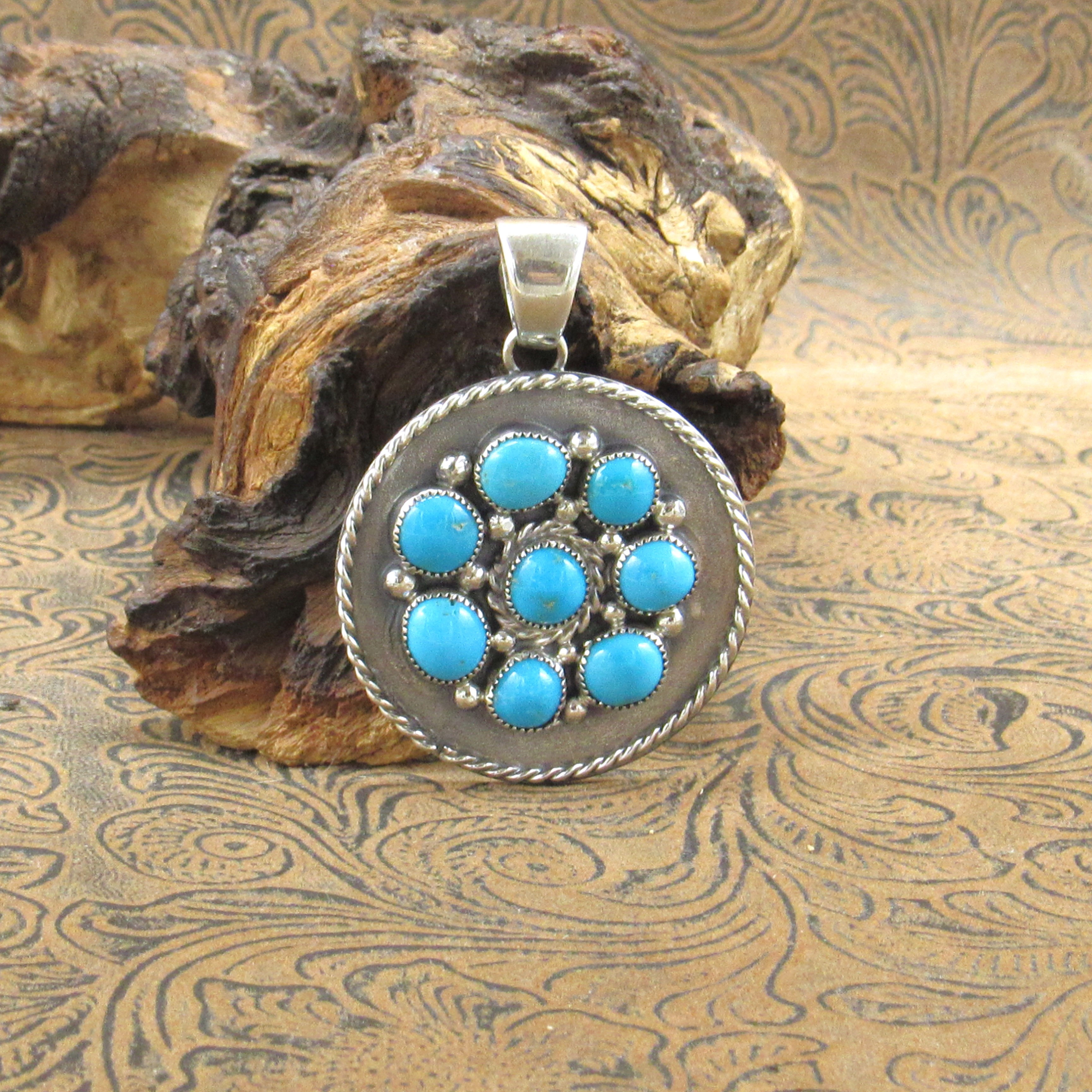 *Sterling Silver Turquoise Cluster Pendant