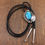 Thumbnail: Ornate Sterling Silver Leaf Design Turquoise Bolo Tie